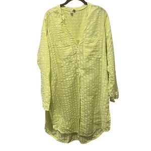 Anthropologie Pilcro Seersucker Tunic Button Down Women's Large Yellow Cover Up
